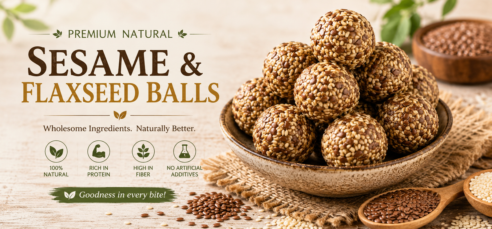 Premium Natural Sesame and Flaxseed Balls